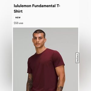 Lululemon fundamental tshirt size XL maroon
